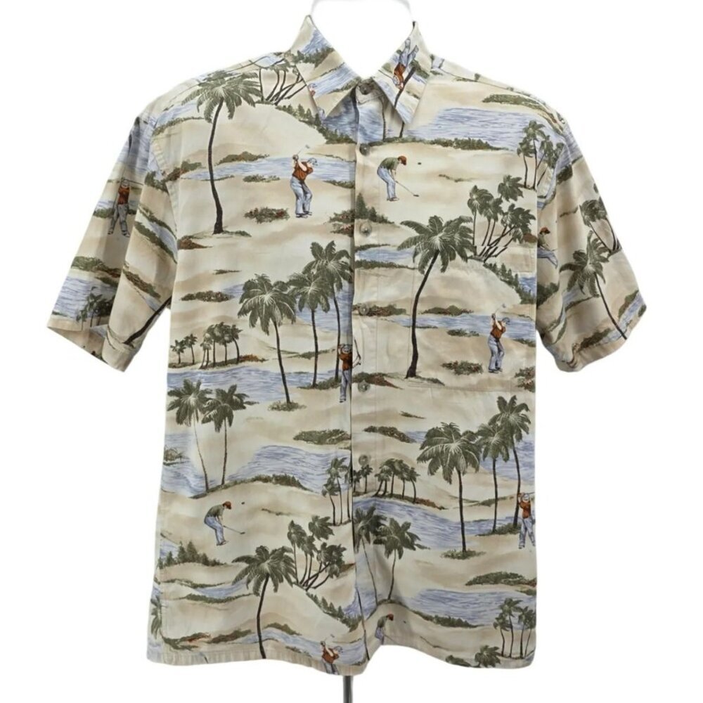 Vintage Campia Moda Mens Medium Shirt Golf Tropical Button Relaxed Fit Hawaiian